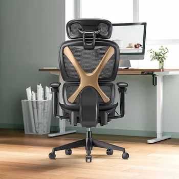 Регулируема офис стол за мениджър, Откидывающееся стол с висока облегалка Ергономичен въртящо се работно кресло с подложки за краката 의자 Мебели за дома