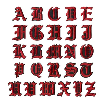 5 см бродирани Червени букви ABC DEF Гладят нашивку на дрехи, пришити с Номинална иконата, цифри, числа, Приложението на шапка, Стикер с азбука, Униформи
