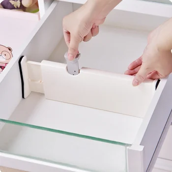 Регулируеми разделители кутии за съхранение Прибиращ се пластмасов държач разделители за чекмеджета, Обвивка вагонкой кухненски органайзер за съхранение вкъщи