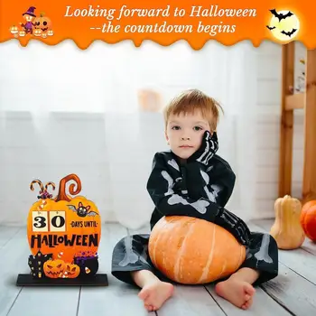 Адвент-календар от тиква за Хелоуин Дървена Обратното броене за Хелоуин Празничен Календар за обратно броене на Хелоуин Дървена форма на тиква за дома