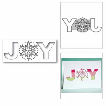 Нова Коледна снежинка Joy Word 2020, щанци за рязане на метал за DIY, scrapbooking и производство на пощенски картички, декорация, Преге, без печати