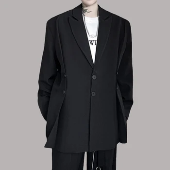 Висококачествени мъжки блейзери С неутрален наплечником, градинска дрехи, сако с ревери, дълъг ръкав, застегивающийся на копчета, Тенденция Ежедневни свободна яке