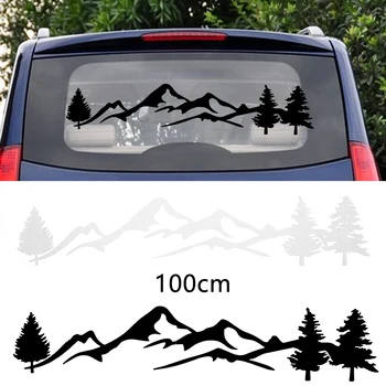 Стикер за домашен любимец под формата на дърво и планината, водоустойчив авто-стикер за автомобил, RV Camper Offroad