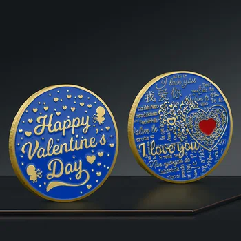 Сувенирни монети, подарък за Свети Валентин, триизмерна възпоменателна монета, монета за двойки във формата на сърце