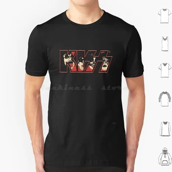 Kiss Тази тениска на Мъжки дамски детски 6Xl Kiss Музика на група от 80-те Ретро Ретро Глем Метъл Лицензиран