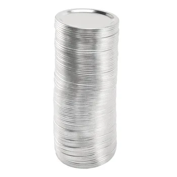 100 Бр Капачки за консервиране на буркани с диаметър 70 мм с обикновена врата, втора употреба херметически характеристика на полиграфическото сребърни капачки със силиконови о-пръстени