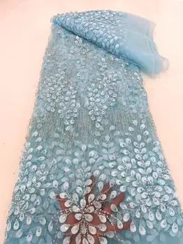 Мода 2023 г., Елегантна Френска Бродерия, Лейси плат от мъниста, Африканска Нигерийская плат с пайети За Сватбена рокля
