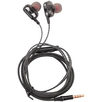 Ушите, жични слушалки, Бас стерео слушалки, Спортни слушалки с кабел, Музикални слушалки, черен