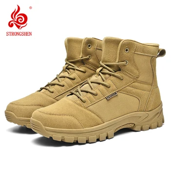 STRONGSHEN, мъжки тактически обувки, dr. обувки, военна непромокаемая работна обувки за пустинята, обувки за катерене, туризъм обувки, улични обувки, големи размери 39-48