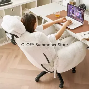 Бяло и розово кадифе ергономична възглавница за облегалка офис стол, създава стол за геймъри, мобилни спални 컴퓨터의자 가구 Офис мебели