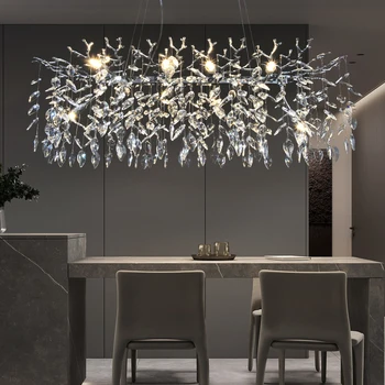 Луксозен кристална окачен лампа за трапезария, хол, лампи за спалня, висящи полилеи за домашен декор
