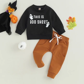 Дрехи за малки момчета от 0 до 2 години, за Облекло за Хелоуин, hoody с дълги ръкави с писмото принтом 
