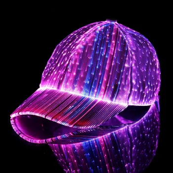 Светещ шапка с led подсветка, акумулаторна оптична светещ бейзболна шапка за Коледен подарък, партита, фестивали, спортни танци рейва