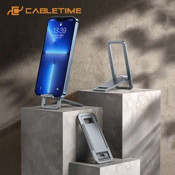 Стойка за телефон CABLETIME, Регулируема алуминиева сгъваема стойка, тънък дизайн, лек за смартфон Huawei LG D3