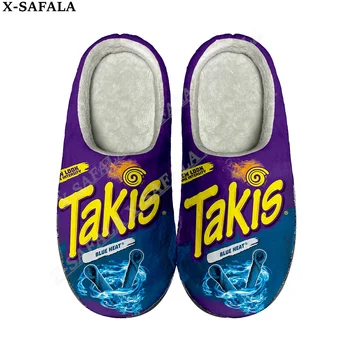 Забавни чипс Takis Food Snack Домашни Памучни чехли с 3D принтом, Мъжки и дамски сандали, Плюшен ежедневни обувки, водене жив топлина, Минерални чехли-2