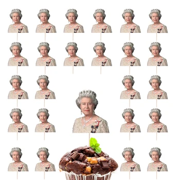 Украса за Годишнината на Тортата Кралица, Топперы За Годишнината на Тортата 2022, Украса За Торта Юниън Джак, Патриотични Юбилейните Топперы За Кексчета За Торта