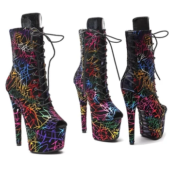 LAIJIANJINXIA, новост, 17 см / 7 инча, обувки за танци върху поле с изкуствена езда, Обувки на платформа и висок ток, Пикантни женски модерни обувки за нощен клуб 236