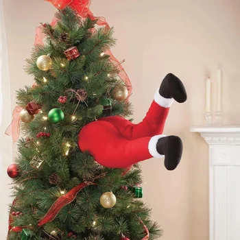 Дядо Коледа Краката Коледно Дърво за Украса Плюшен Вратата Декор Коледна декорация за Дома Висящи Украшения