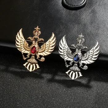 Класическа брошка от сплав с двуглавым орел, руска Национална емблема, Значка на ревера костюми, Бижута подарък за мъже и жени