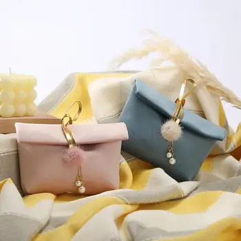 Креативен сгъваем Кадифена торбичка за бонбони, Кожени топчета, Перлена Окачване, Декоративни опаковъчна хартия, Ръчна чанта за съхранение на бижута.