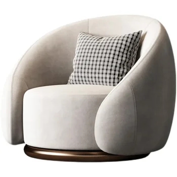 Кратък кадифе диван за хол, с минималистичен стол с възможност за сгъване на облегалката, въртящо се кресло