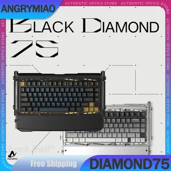 Механична Клавиатура Angrymiao Dry Studio Black Diamond75, 3 Режима на Безжична клавиатура USB/2.4 G /Bluetooth, Индивидуална стая за игри Клавиатура