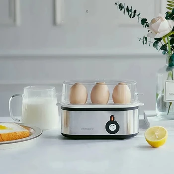 Многофункционална яйцеварка, домакински мини машина за приготвяне на яйца за закуска, Автоматично изключване, защита от изсушаване, Бойлер за яйца от неръждаема стомана, 220 В