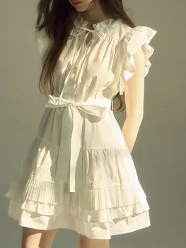 Елегантна мини рокля Kawaii Фея, лятно бандажное рокля с висока талия, тънки дамски дрехи, къси вечерни рокли
