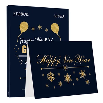 STOBOK 1 комплект Поздравителни картички за честита Нова година, Новогодишни картички с благословия, картички с поздравителни съобщения, празни новогодишни подаръци картички с конвертами