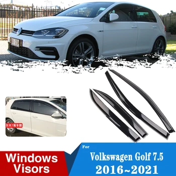 Козирка на прозорец за VW Golf 7.5 Volkswagen MK7.5 2016 ~ 2021 Ярки черни Дефлектори, вентилационна (противовакуумна) канална Тента, Защита от Слънце, дъжд, дим, Аксесоари