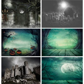 Фон за Хелоуин, Надгробный камък на замъка, Тиквен фенер, Луната, детска портретна фотография, на фона на подпори фото студио 1911CXZM-53