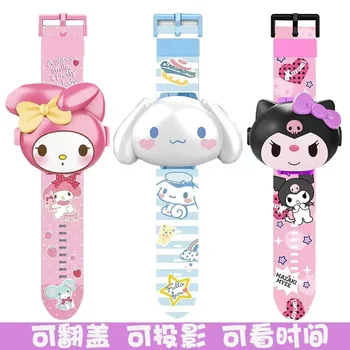 Проекция часовник HelloKitty, детски мультяшные електронни часовници, играчки часовници Kuromi за момичета и момчета, подарък за рожден ден за деца