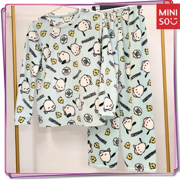 2024 Нов Пижамный Комплект Miniso Sanrio Hello Kitty Pochacco Y2K с Анимационни Модел, Плюшено Пижамный Комплект за Жени, Дебели Зимни Панталони С Дълги Ръкави, Подарък