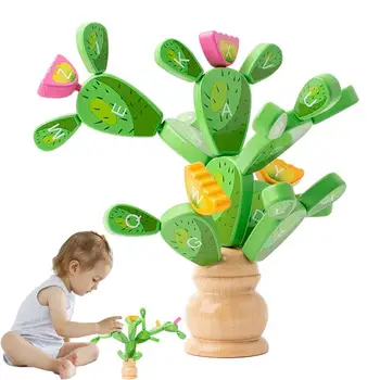 Балансирующая играчка под формата на кактус | Уникални дървени играчки за подреждане под формата на кактус | Образователни играчки за празничен подарък