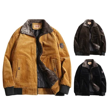 По-големи размери 6XL, мъжки топли зимни вельветовые якета и палта, мъжка ветровка с кожа яка, ежедневни яке, връхни дрехи