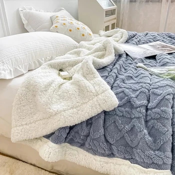 Утолщенное Фланелевое одеяло от вълна от овце, покривки за зимен сън, покривка за дивана, топло одеяло, за деца, за възрастни, за деца, Обикновена Уютни плюшени кърпи