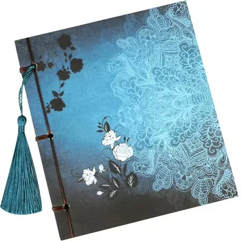 Дневник със синя роза в китайски стил, записная книжка с пискюли, канцеларски материали, албуми за рисуване на ретро стил, дневник, празен бележник