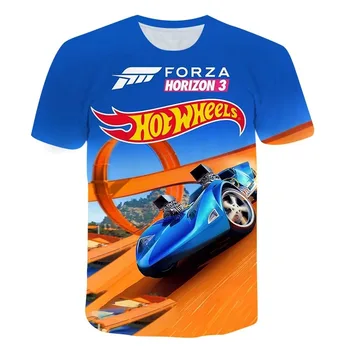 Модни Детски дрехи Hot Wheels Top 2024, Лятна детска тениска с 3D-принтом, Блузи с къс ръкав За момчета и момичета, Градинска облекло, Тениски