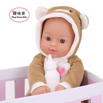 YHM11-инчов Sweet Baby Bear, 100% стираемый в колата, идва с бялата бутилка, Мека vinyl детска играчка за подарък за деца.