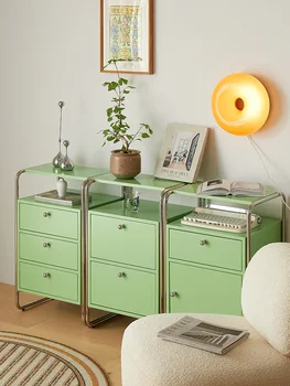 Зелен произведено малък страна на шкафа в скандинавски стил, рафтове за съхранение на дивана в хола, нощни шкафче в спалнята