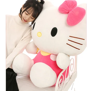 Голям Размер На Sanrio Peluche Плюшено Фигура На Hello Kitty Peluches Плюшено Декор Плюшени Кукли Kawaii Hello Kitty Мека Играчка За Подарък