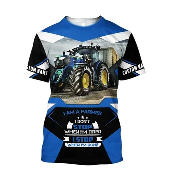 2023, Мода мъжка тениска с изображение на трактора за отдих, свободно топ с кръгло деколте, Дишаща Удобни летни дрехи голям размер