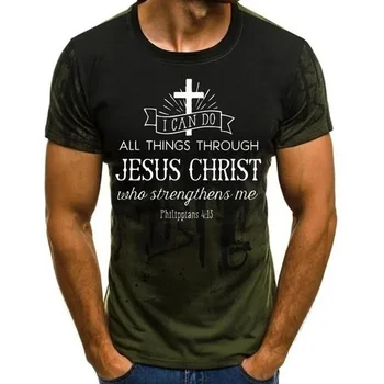 Гореща разпродажба, Мъжка Тениска с Принтом на Исус Христос на Кръста, Модни Универсална Тениска Ink Splash, Прилепнали Блузи с кръгло деколте (XXS-4XL)