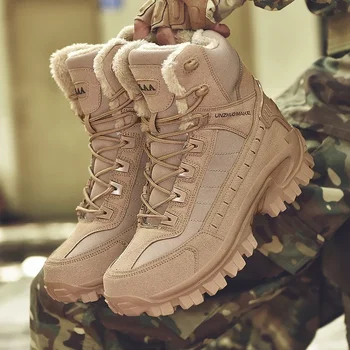 Мъжки военни обувки, бойни мъжки ботильоны, тактически армейските обувки на топло меху, Мъжки обувки, Работни, защитни обувки, Мотоциклетни ботуши Голям размер 46