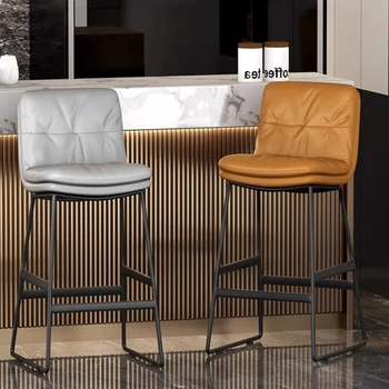 Игралното дизайнерски бар стол с високо качество, кожени, модерни, кафяви, Американското, за тераса, Бар стол, Тоалетка за парти в хола, мебели за дома Sgabello Cucina