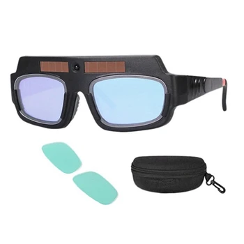 Заваряване маска на слънчеви батерии с автоматично затъмняване, каска, очила заварчици, Дуговые противоударные лещи за защита на очите