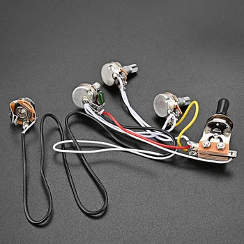 Комплект колани на кабели за електрически китари, 3-позиционен превключвател, 2 на силата на звука, 1 Тонален конектор, Изход 6,35 мм за електрически китари LP.