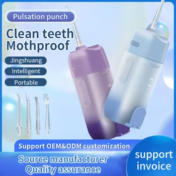 Преносим стоматологичен Водна Флоссер Иригатор за устната кухина USB Акумулаторна Водна Конци за почистване на зъбите на 4 Дюзи 200 мл Машина за миене на устата