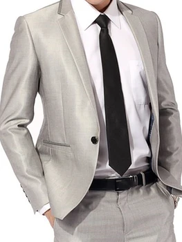 Мъжки бизнес костюми 2023 Fasion New Елегантен Мъжки Сватбен Комплект по Един Бутон За Младоженеца и Бала от 2 теми (Яке + Панталон + Вратовръзка) Traje Novio
