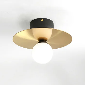 Креативни Led лампа Метал Злато Осветление на хола с Матирано Стъкло, Кухня, Баня, Тавана лампа E27 За повърхностен монтаж